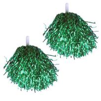 2 vnt. metaliniai „Cheerleader“ pomponai su neslystančia rankena Gėlės „Pom Poms“ Sporto renginiai, šokių atmosferos rekvizitai žalia