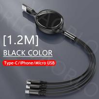 VAORLO 3 IN 1 100W įkrovimo laidas Micro/Type-C/Lightning greito įkrovimo kabeliui, palaikantis duomenų perdavimą, Super Charge telefono laidas žalia