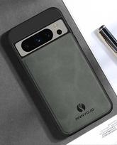 Matinis PU odinis dėklas, skirtas „Google Pixel 8 Pro 7 Pro 7 Pro 7A 6A“, įmontuotas metalinis automobilio laikiklis, atsparus smūgiams galinis dangtelis, skirtas „Pixel 8Pro 7Pro“ For Pixel 8 pilka spalva
