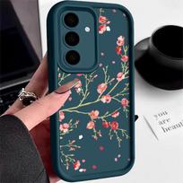 Madingas gėlių rašto telefono dėklas Samsung S24 FE S23 S22 Ultra S21 Plus S20 FE A55 A54 A52 A35 A34, atsparus smūgiams, minkštas silikoninis dangtelis Samsung S24 mėlyna