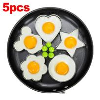 5pcs/set New Stainless Steel Fried Egg Mold Heart Pancake Maker Breakfast Baking Omelette Rings Cooking Tools Kitchen Accessories Gadget 5pcs/set