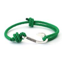 Double Fish Hook Anchor Bracelet Adjustable Milanese Rope Braided Lucky Red Hand Rope Men Women Nautical Jewelry Gift žalia