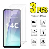 3 vnt. „Redmi 14C 14R“ apsauginis grūdinto stiklo ekrano apsauginis dėklas su apsauga nuo smūgių, skirtas „Redmi 14 14C 4G“ stiklui ir apsauginei plėvelei. Redmi 14C balta