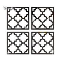 4 vnt./rinkinys Geometrinis veidrodinis sieninis lipdukas Nuimamas lipnus namų biuras Svetainė Miegamojo Virtuvės Spintelės Tuščiaviduris dekoratyvinis lipdukas 15x15cm juoda