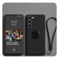 Magnetinis silikoninis dirželis Žiedas Telefono dėklas Samsung Galaxy S24 Ultra S23 S22 Plus S21 S20 FE Atsparus smūgiams dangtelis Galaxy S24 Ultra juoda