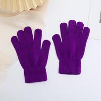 Žieminės saldainių spalvos prie visko derančios šiltos pirštinės su jutikliniu ekranu, megztos penkių pirštų, unisex violetinė