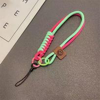 Kontrastingų spalvų pintas telefono dėklas Universalus pakabinamas virvelė Trumpas rankinis pakabukas Apsauga nuo kritimo Universalus apyrankė Trendinis nišinis Rose Green+Black Rope