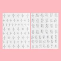 2 Sheets Glitter Silver Nail Stickers, Heart Bear Star Butterfly Designs Decals for Nail Art Decoration