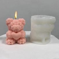 Meškiukas Meilės Rankų Darbo Kūrybinė Žvakė Silikoninė Forma Širdelė Mielas Meškiukas Torto Silikoninė Forma Rožė Meškiukas Širdelė Magijos Kubas Dervos Forma