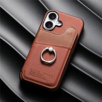 Atverčiamas piniginės dėklas su kortelių laikikliu, RFID blokuojantis telefono dėklas, skirtas „iPhone 16 E 16 15 14 Plus 13 12 11 Pro Max“ žiediniam odiniam laikikliui For iPhone 16 Pro Max