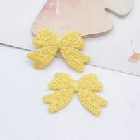 20Pcs 35*25mm Wool Bow Tie Applique for DIY Clothes Hat Shoes Sewing Supplies Patches Headwear Hair Loop Accessories geltona