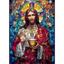 Jėzaus Kristaus vitražiniai plakatai Drobės spaudiniai Menas Mozaika Jėzus Religija Portretas Abstrakcionizmas Pop Sienos menas Paveikslas namų dekoravimui 70cm×120cm NoFrame blue