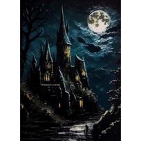 Žvaigždėtas Naktinis Būrėjas Pilis Magijos Mokykla Plakatas Meno Drobės Tapyba Spaudinys Sienos Menas Paveikslas Gotikinis Svetainei Namų Dekoras 21cm×30cm NoFrame