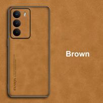 For Realme 14X dėklas, prabangus PU odos telefono dėklas, skirtas Realme14X 5G, galinis dangtelis, matinis silikoninis, atsparus smūgiams, pilna apsauga, Coque For Realme 14X ruda