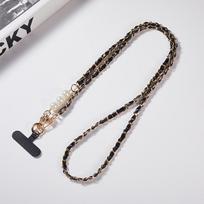 Metalinis telefono grandinėlė crossbody trumpas telefono dirželis virvelė juoda