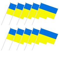 10 vnt. Ukrainos vėliava - Rankose laikomos vėliavėlės Ukrainos vėliavos ant pagaliuko, Festivalių paradams, Dekoracijoms, Vakarėlių reikmenys, Atsparios blukimui ir spalvoms One Size
