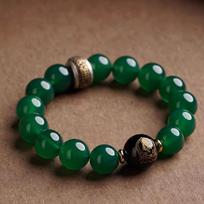 Natūralus žalias agatas Zodiako globėjas Budos apyrankė su laimingais karoliukais Green Agate 8MM