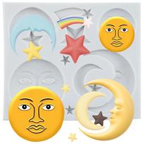 Saulė Mėnulis Veidas Žvaigždė Silikoninė Forma Senovės Graikų Mitologija Fondanto Formos Torto Dekoravimo Įrankiai Kekso Viršus Saldainių Dervos Molio Šokolado Gumpaste Forma pilka spalva