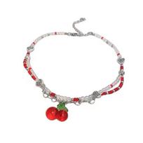Cute Fruit Cherries Chokers Necklaces For Women Girls Fashion Red White Bead Handmade Beaded Necklace Jewelry Gift 1