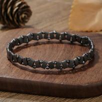 Hip Hop Elastic Beaded Non-Fading Men Bracelet Simple Black Stone Irregular Bracelet Simple Party Jewelry Accessories A2