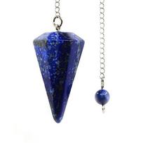 Didelis natūralaus akmens šešiakampis krištolinis švytuoklės pakabukas vėrinys Small 21mm x 14mm lapis lazuli spalva