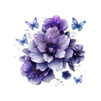 Kūrybingas violetinės gėlės drugelio lipdukas, lipnus sienų lipdukas svetainei, miegamajam, prieškambariui, namų dekorui 30x60cm violetinė