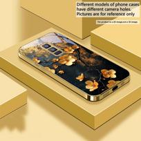 Golden flower branch For Samsung Galaxy S20 FE S21 S22 S23 Plus S24 Ultra 25Ultra S21+ S9+ S22Plus Golden glass phone case Galaxy S8
