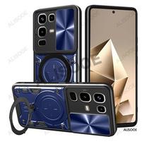 Funda for Infinix Note 50 Pro 4G Note 50X 50S Case Slide Camera Ring Stand Protect Cover for Infinix Note 50 Pro+ Plus 5G Capa Infinix Note 50 Pro+ mėlyna