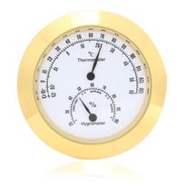 Round Thermometer Hygrometer Humidity Temperature Meter for Violin Guitar Case (Gold)