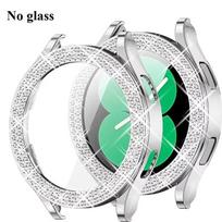 Blizgus deimantinis dėklas, skirtas Samsung Galaxy Watch 7 6 5 4, PC apsauginis dėklas 40mm 44mm Ekrano apsauga, buferis, Skaidrus dangtelis For Galaxy Watch4 40 sidabras