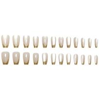 24pcs Short Square 3D Golden Lines French Press-On Nails, Cat Eye Artificial Nails Kit Removable Manicure For Women And Girls