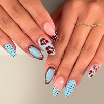 Elegant Blue Floral Press On Nail 24Pieces Salon Style Artificial Nail for Party Occasions Comfortable Daily Wear 1