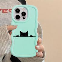 Case for iPhone 16 Pro Max 12 13 8 15 Plus 14 17 Air 11 XR Soft Phone Cover Cute Hiding Cat Print iPhone XS