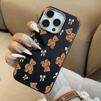 Cute Teddy Bear Phone Case For iPhone 16 17 15 14 13 12 11 Pro Max For iPhone Air 16E 7 8 16 15 14 Plus XS XR X Lychee Covers iPhone SE