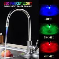 Kitchen LED Temperature Sensitive Light-up Faucet Aerator Tap Nozzle Shower Bathroom Glow Water Saving Power Faucet Kit 3 Colors CDN temperature sensing