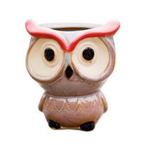 Owl Flower Pot Clear Texture Ventilation Lovely Appearance Ceramic Drainage Holes Plant Flower Big Eyes Home Flower Succulent Pot Household Stuff 5 beige