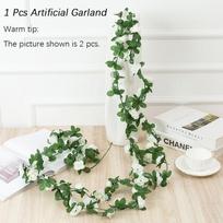 Lush 2.5m Artificial Flowers Spring Small Peony Ivy Leaf Vine Ideal For Festive Celebrations balta