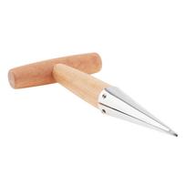 T-Shaped Wooden Handle Soil Planter, Stainless Steel Tip Hole Punch for Garden Sowing and Seedling Planting