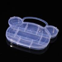 Cartoon Bear Transparent Storage Box with Lid for Jewelry, Necklaces, and Nail Art