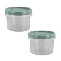 Yousheng  2Pcs Airtight Freezer Containers Set with Twist Top Lids 400/500/700ml BPA-Free Sealed Crisper Box for Kitchen Meal Prep Leak-Proof Round 500ML žalia
