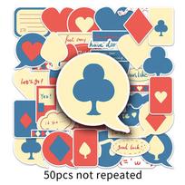 50 Sheets Heart & Square Graffiti Dialogue Box English Waterproof Decorative Journal Stickers for Milk Tea Cups