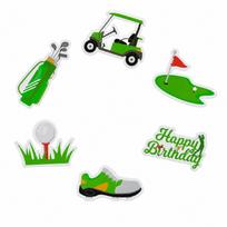 Golf Theme Birthday Cake Toppers 6pcs Set Golf Cart Golf Bag Golf Shoe Golf Ball on Tee Golf Green with Flag Happy Birthday Sign Party Decorations One Size