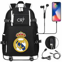 CR7 Kuprinė - USB įkrovimas, Juoda, Didelės talpos mokyklinės kuprinės paaugliams - Vandeniui atsparios, Erdvios kelioninės kuprinės nešiojamiems kompiuteriams, vyrams ir moterims