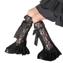Japanese Style Leg Warmers for Women Lace Trim Boot Stockings Star Leg Warmers 1 juoda