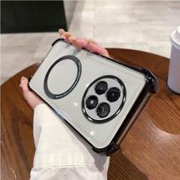 Case for realme 13 5G,12x 5G,12 5G,Narzo 70x 5G Clear Magnetic Casing Electroplated Lens Frame Phone Cover realme 13 5G juoda
