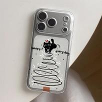 ins Korean Line Tree Black Cat Applicable Apple 17Pro Mobile Phone Case IP16 Cute 15 Women 14 Soft 13 Space Case IPhone17ProMax