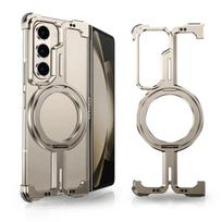 Eary for Samsung Galaxy Z Fold 6 5 Case with Magnetic Stand Magsafe Protective Cover Metals Frameless Bumper Wireless Charging aluminum&Galaxy Z Fold6