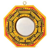Vintage Lucky kinų feng shui įdubimas išgaubtas Bagua veidrodis daoistinis talismanas energijos namų apdaila geltona