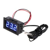 Skaitmeninis 12V LED temperatūros stebėjimo termometras su temperatūros zondu mėlyna