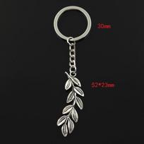 Madingas 30 mm raktų pakabukas Metalinis raktų pakabukas Raktų pakabukas Juvelyriniai dirbiniai Senovinis alyvuogių šakelės vainikas 52x23 mm pakabukas sidabras